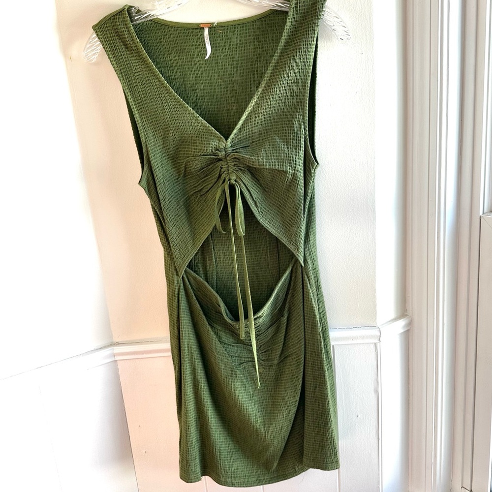 Free People Laila Mini Cutout Dress Calla Green (Olive, Army Green) Women’s XS